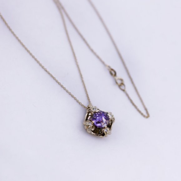 GALATEA DavinChi Amethyst 14K Gold Necklace - Picture 3 of 4